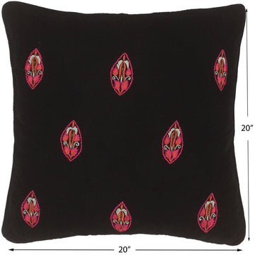 handmade  Pillow Black Pink Hand-Woven SQUARE VELVET EMBR pillow